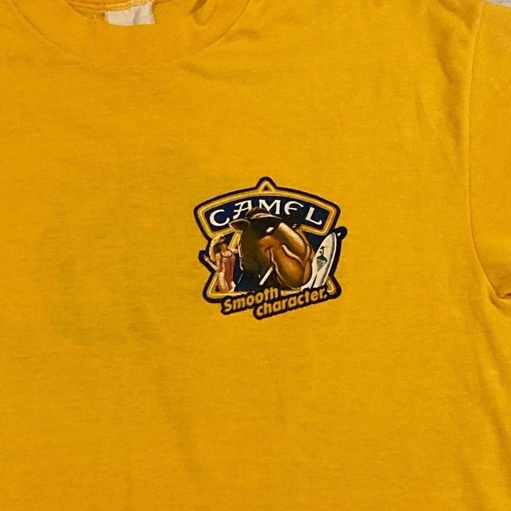 Vintage Camel Cigarettes Smooth Character Single Stitch Yellow T-Shirt Large - Picture 5 of 8